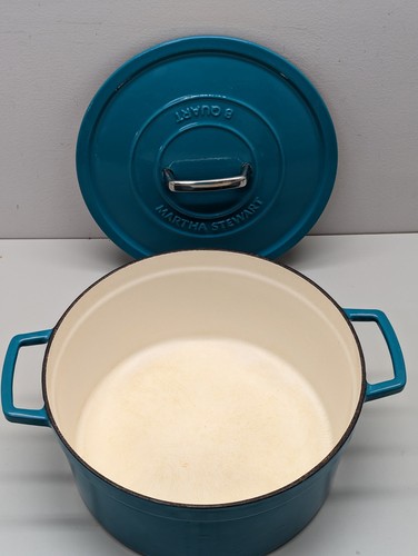Martha Stewart 8 Quart Enameled Cast Iron Dutch Oven - Teal - Picture 3 of 9