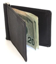 Genuine Leather Men's Spring Money Note Clip Simple Plain Bifold Wallet