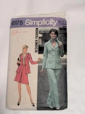 Vintage Sewing Pattern Simplicity 6175 -Skirt Pants Jacke 1974 Size 12 Bust 87cm
