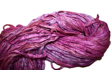 10 yards Recycled Sari Silk Ribbon Yarn Mulberry Pink