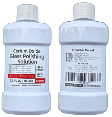 3.3oz (100ml) Cerium Oxide Glass Polishing Liquid   Deep Cleaning & Removes Wipe