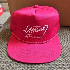 Vintage Allison Engine Company Red Rope Strapback Hat USA Trucker Cap New