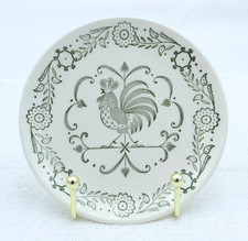 Set of 4 Vintage Scio Pottery Provincial Green Rooster Weathervane Bread Plates