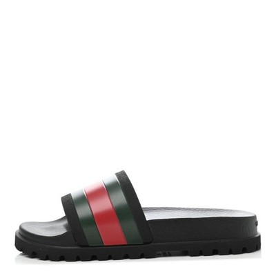 Gucci Web Men's Rubber Slide Sandal - Black Rubber, US 11 for sale