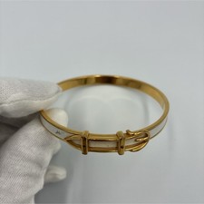 Hermes Belt-type Bangle White Accent No Box Authenticity Verified Genuine Used