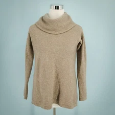 Saks Fifth Avenue Size Small S Tan Cowl Neck Cross Over Back Cashmere Sweater