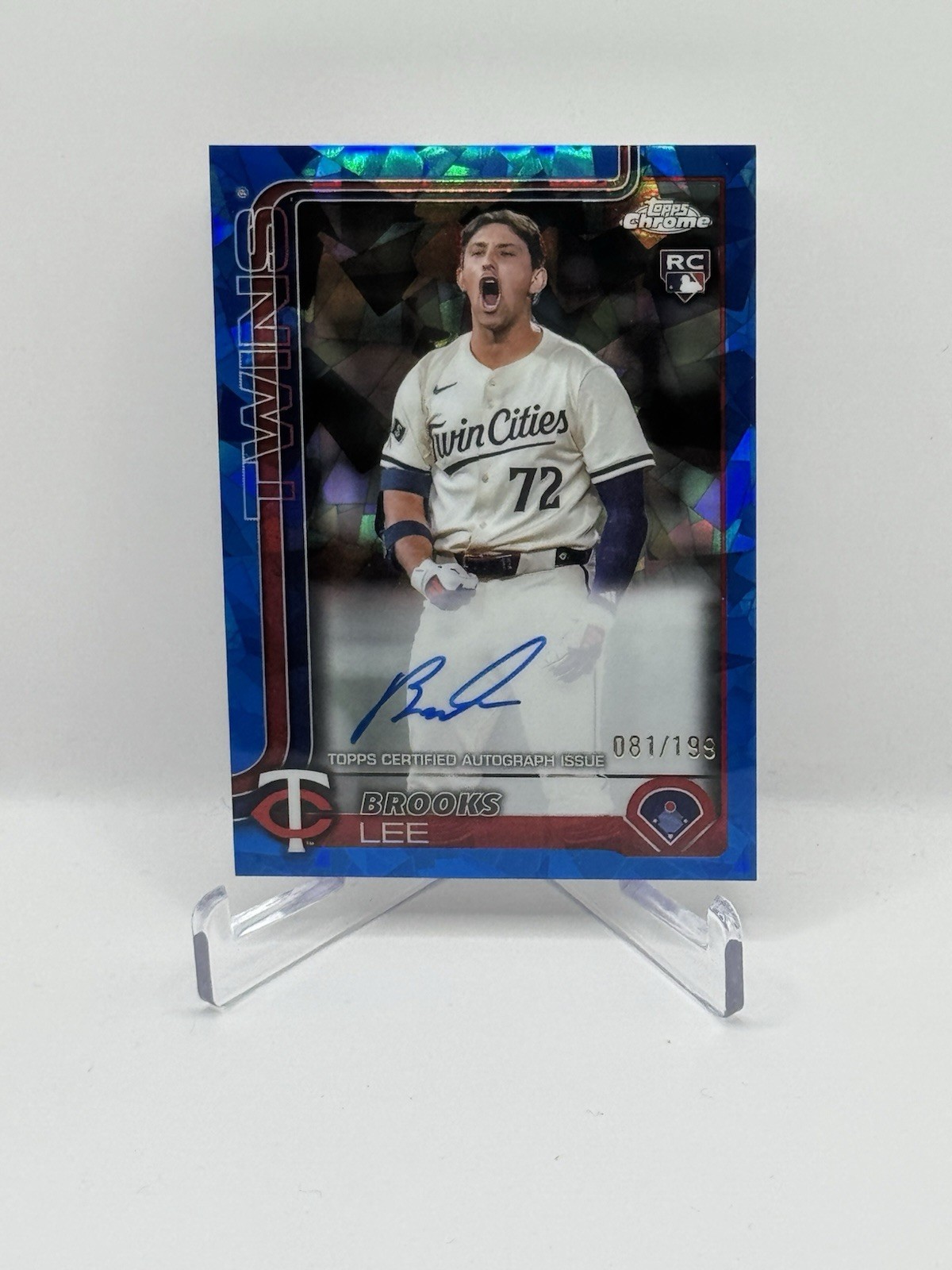 2025 Topps Chrome Sapphire Brooks Lee Rookie Auto Rookie #081/199 Twins