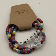 Natural Life Brand Beaded ‘Be The Change’ Multi-color Stretch Bracelets 3 Bundle
