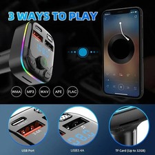 Car FM Transmitter Support TF Card U Disk Dual USB Type C Charging MP3 Player