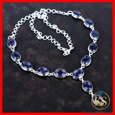 Valentines Deal Oval African Amethyst Gemstone Sister Chain Necklace 925 Silver