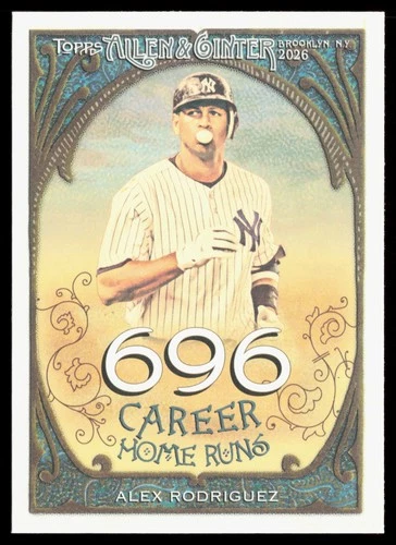2026 Topps Allen & Ginter #CR-20 Alex Rodriguez CAREER 250 New York Yankees card with ornate brown border.