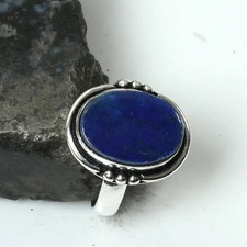 Lapis Lazuli Gemstone Ethnic Handmade Ring Jewelry Gift US Size-6.5 AR 16686