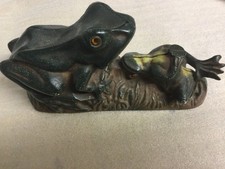 Figurine Frog Antique Iron Mechanics Movable 10.5x21 Money Box