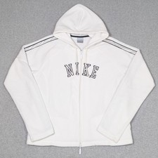 Vintage Nike Fleece Hoodie Youth Size XL  16-18  Full Zip Drawstring White