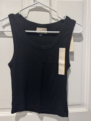 NWT Universal Thread Tank Top Womens Small Scoop Neck Ribbed Black