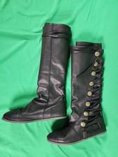 Renaissance Pirate Ren Faire Boots Womens 10 Knee High Lace Up Faux Leather