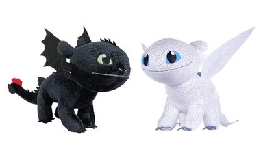 HTTYD Drachenzähmen leicht gemacht  Dragons  Pack 2 Plüsch Light Fury weiße +...