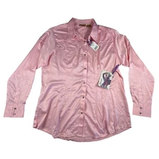 Wrangler Western PINK Button Up Satin NWT! Long Sleeve Pink Diamond Snaps