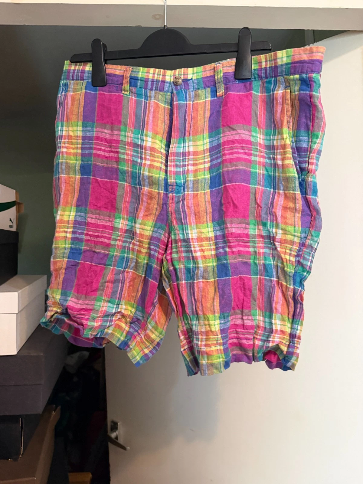 Polo Ralph Lauren Men's-CFBEDFORD Shorts 9-inch-classic-fit-linen-madras-short