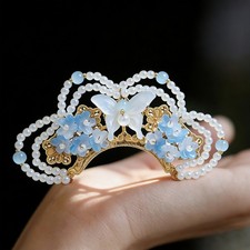 Butterfly Hair Crown Top Pin, Vintage Hanfu Hair Stick, Traditional Chinese Hair