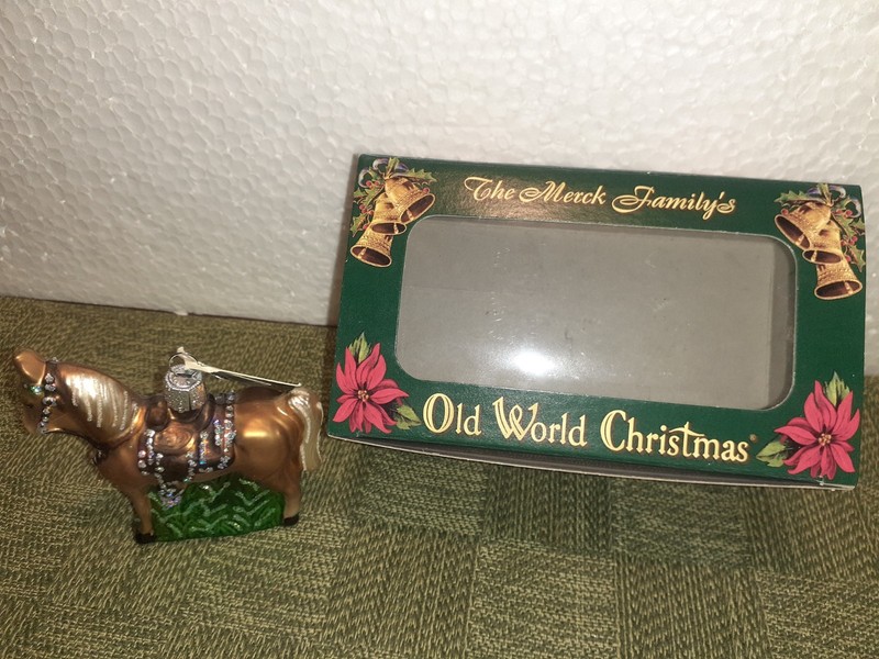 Blown Glass Fancy WESTERN HORSE Ornament NEW w/Box MERCK OLD WORLD CHRISTMAS