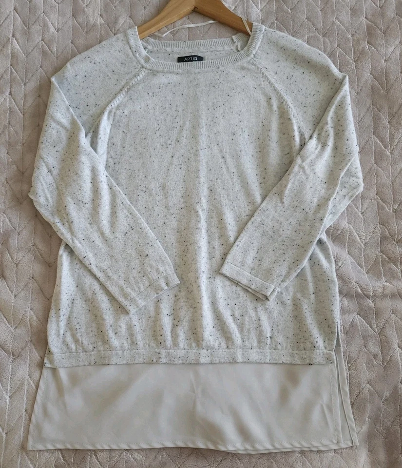 Apt. 9 3/4 袖毛衣女式 S 小号灰色针织轻便衬衫束腰外衣 — 第 4/4 张图片