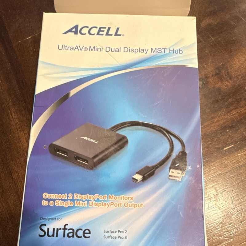 Accell UltraAV Mini Dual Display MST Hub Mini DP to Dual DP 1:2 Powered Black