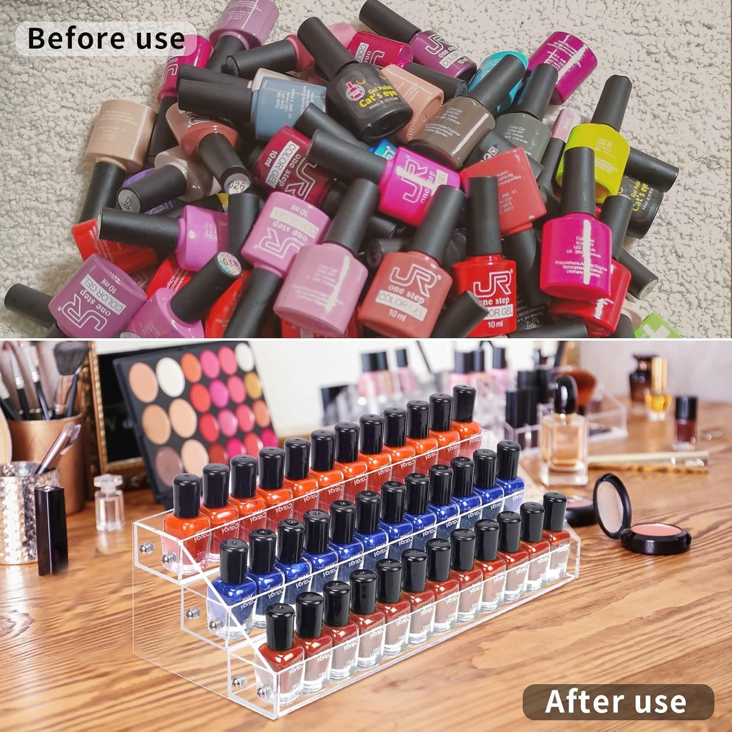 3 Packs Clear Nail Polish Organizer Holder Shelf Rack, Acrylic Display Stand ...
