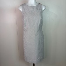 Banana Republic Sheath Dress 0 Gray White Striped Sleeveless Cotton Career Women