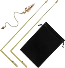 3 Pieces Divining Rods Copper and Dowsing Pendulum for Ghost Hunting, Energy Hea