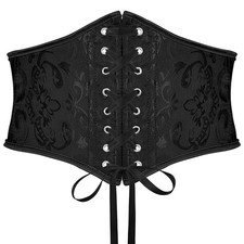 Corset Belt for Women Jacquard Underbust Bustier Lace Up Waspie Belt Renaissa...