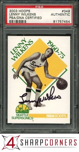 2003 HOOPS #349 LENNY WILKENS HOF PSA AUTHENTIC DNA AUTO