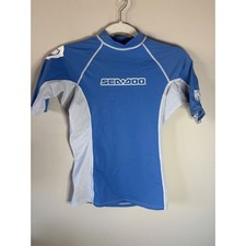 Sea-Doo Kids Blue Gray UV SPF 50 Rash Guard Swim Shirt Short Sleeve Size L