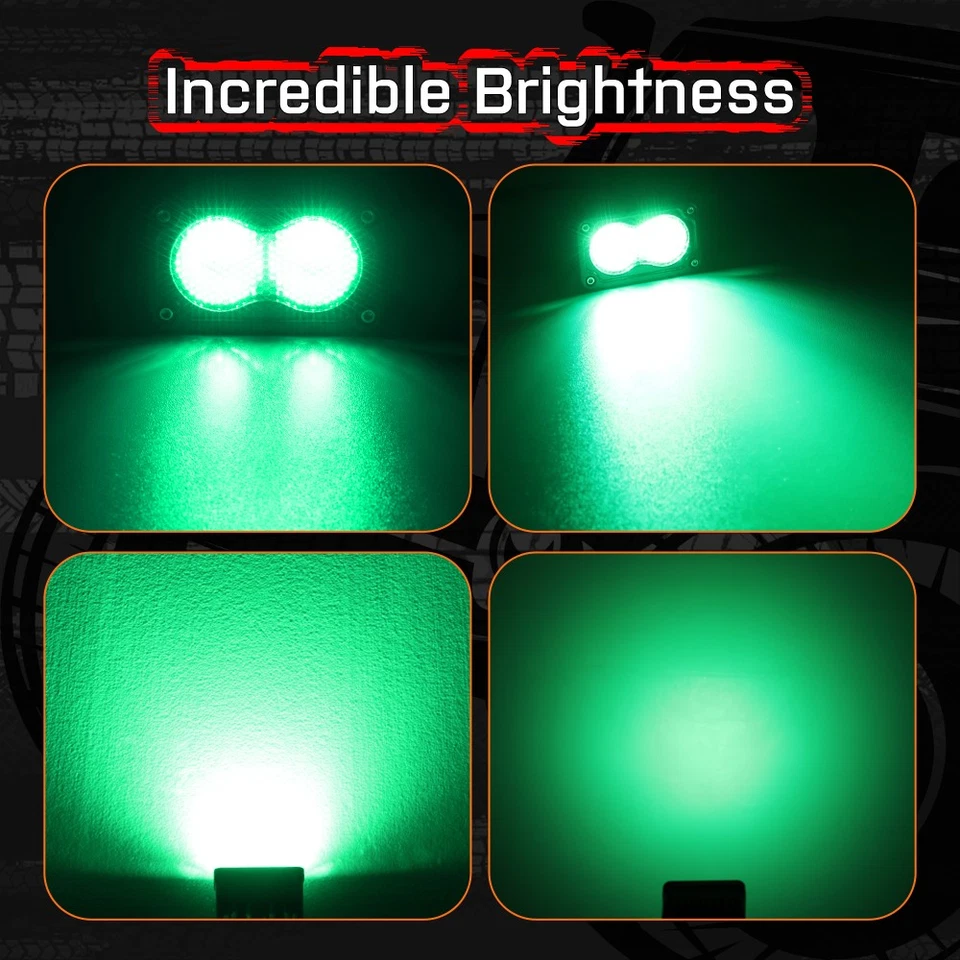 Soportes de enganche de remolque 3" LED cubo luces vainas verde DRL funcionando universal Foto 2 de 4