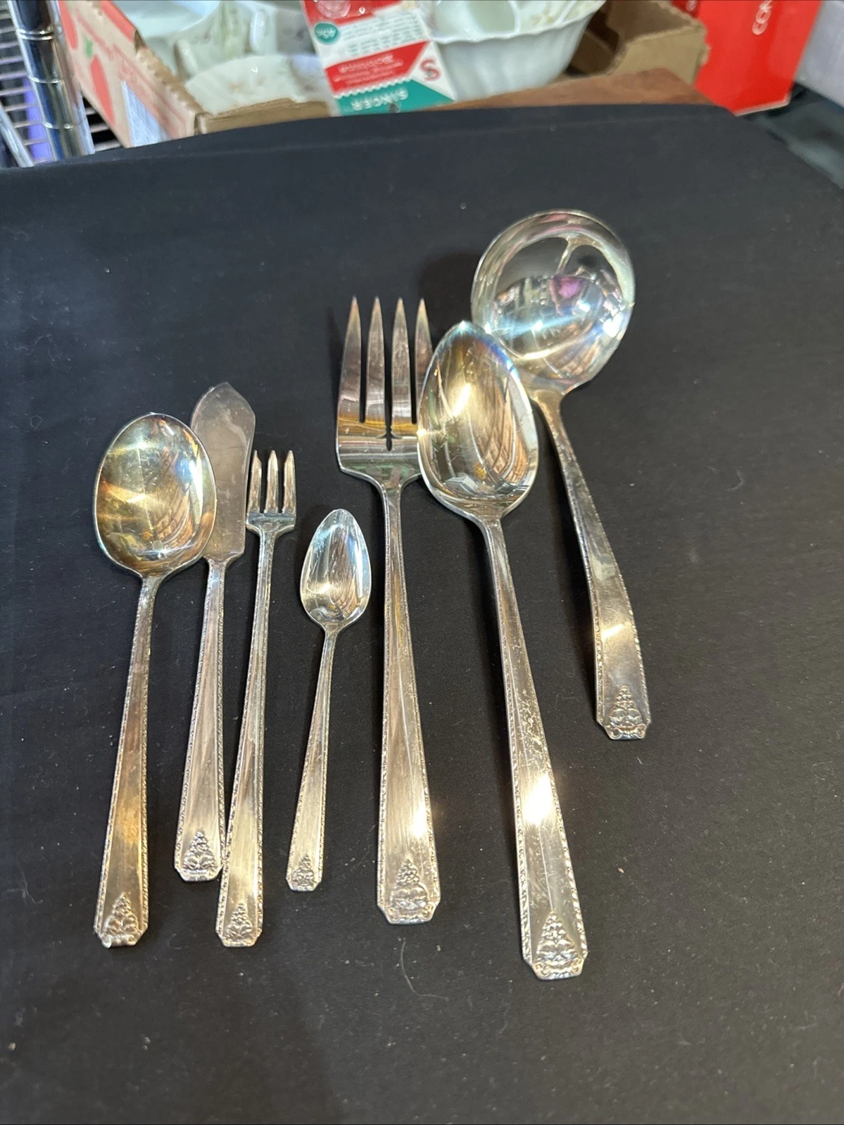 Oneida Prestige Plate Bordeaux 7-Pc Silverplate Flatware Serving Set 1945