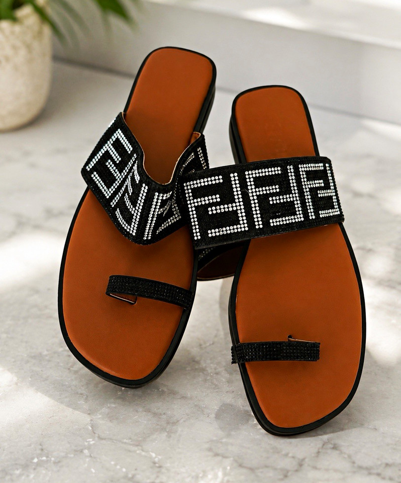 - parallel query processing r&g Images High Quality... Women’s Slide Sandals Black/Brown Faux Leather Rhinestone Logo Slip-On ...