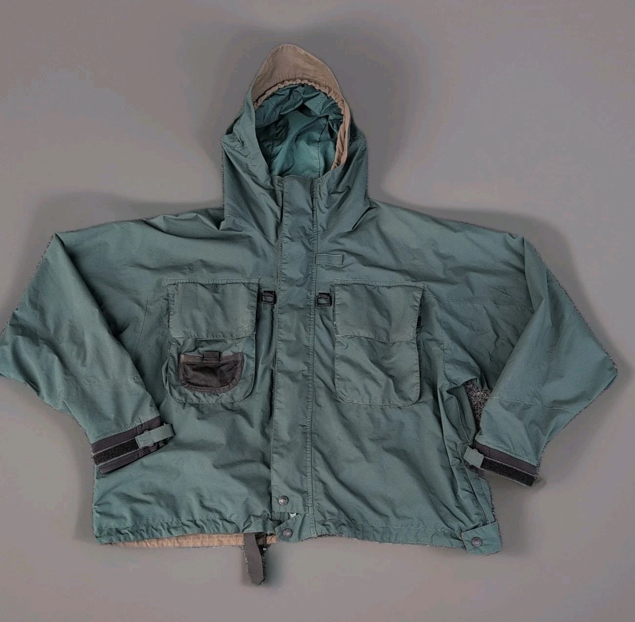 Vintage Cabelas Jacket Mens Large Green Fly Fishing Wading Shell 90s Waterproof