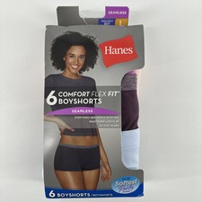 Hanes Women's L Large Boy Shorts Underwear 6pk Comfort Flex Fit Seamless New