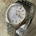 Seiko Watch Mens Vintage 2000 day date white dial all steel 38mm Case