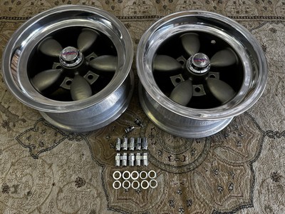 VINTAGE SET (2) DAISY STYLE WHEELS 14x7 REAL NICE RESTORED 4 3/4