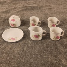 Vintage Porcelain Pink Rose Assorted Mini Tea Set 6 Pieces