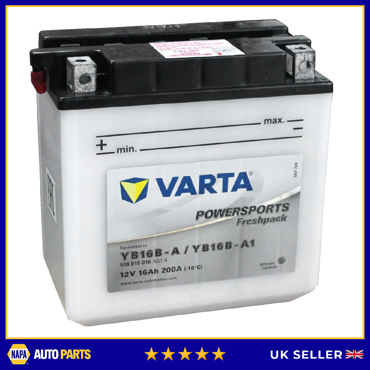 Motorcycle Battery Bike Motorbike 516015016A514 Varta