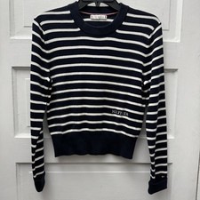 Tommy Hilfiger Striped Knit Sweater Navy White Cotton Preppy Women  s M