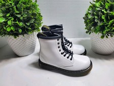Dr. Martens 1460 T Leather Combat Lace Up Zip Boots White  Toddler Size 7 NEW 