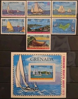 Grenada MNH Scott 499 506 Carriacou Regatta 1973 VF Set With Souvenir Sheet
