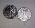 1940,1945 WALKING LIBERTY SILVER HALF DOLLARS, BELOW SILVER VALUE