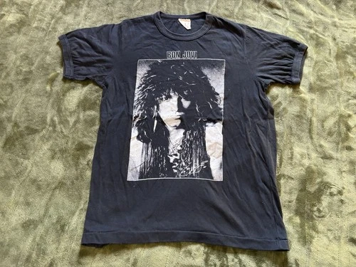 Bon Jovi Shirt Mens Large Black Stag Band Rock 1980s vintage concert t-shirt, vintage, size L, single stitch, B+ condition