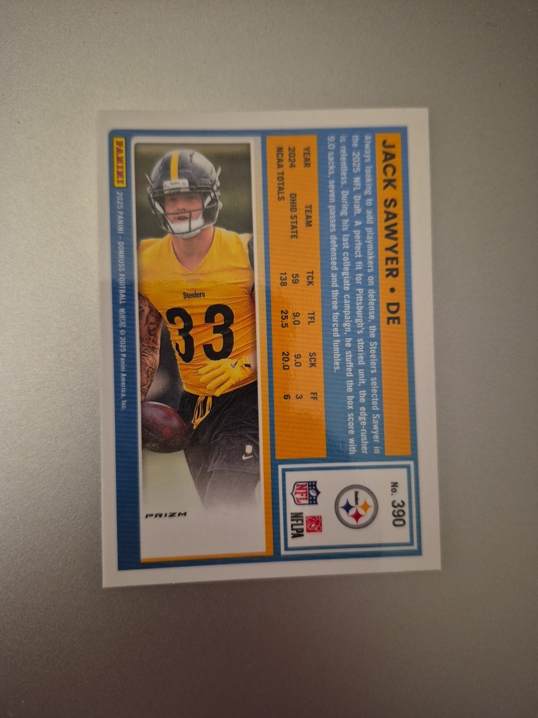 2025 Panini Donruss - Rated Rookie Jack Sawyer #390 Optic Preview Red & Green