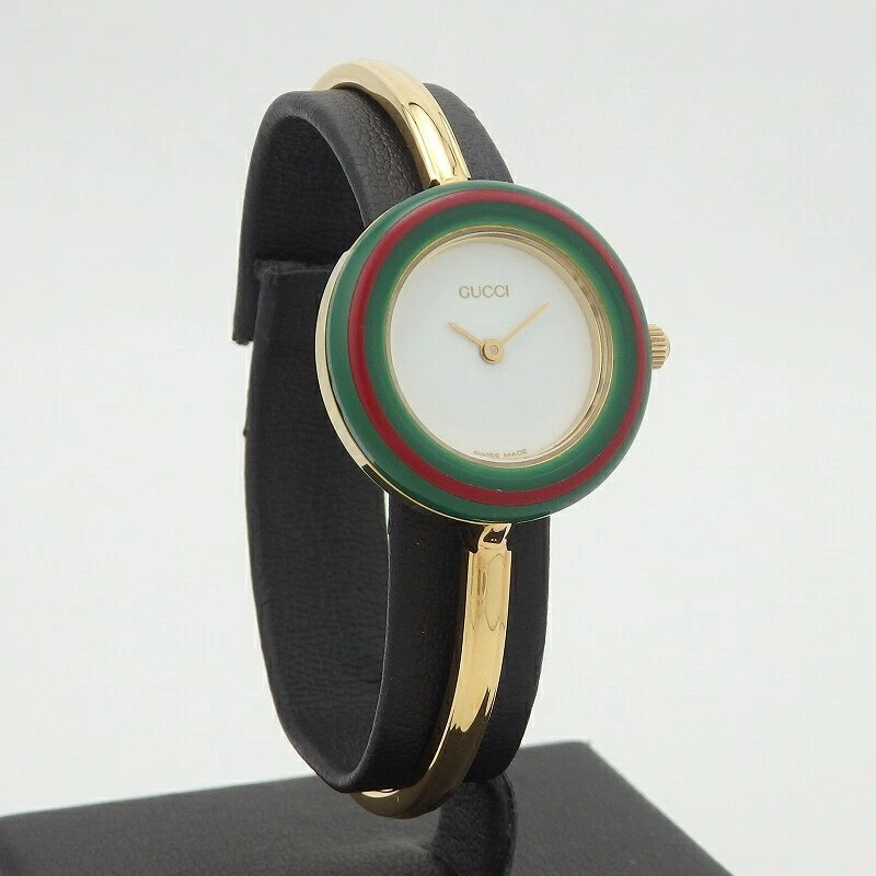 GUCCI 11 12.2 Change Bezel White Plastic Bezel Quartz GF Watch Women s Used