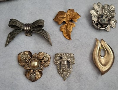 Vintage Mixed Assortment Of 6 Unique Individual Decorative Shoe (Lapel) Clips 